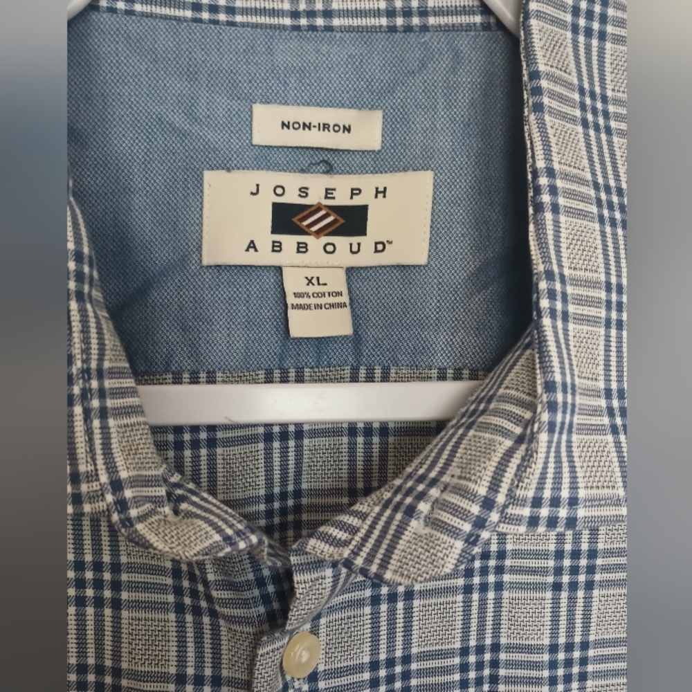 Joseph Abboud Non Iron 100%Cotton Dress Shirt Size XL Blue Grey Pre-owned - Picture 3 of 6